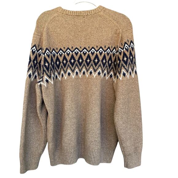 Old Navy Sweater Mens Extra Large Brown Fairisle Pullover Crew Knit Geometric XL - Picture 2 of 10